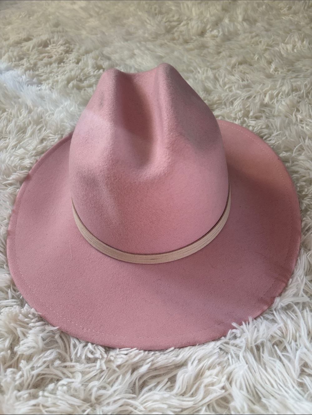 Pink Women's Hat with Beige Band
